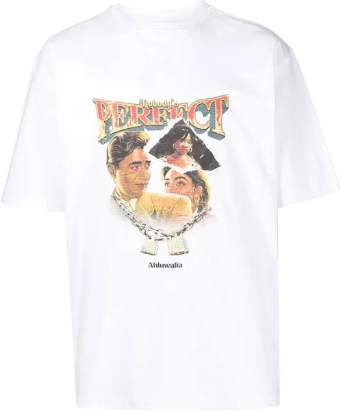 AHLUWALIA Nobody's Perfect print T-shirt White