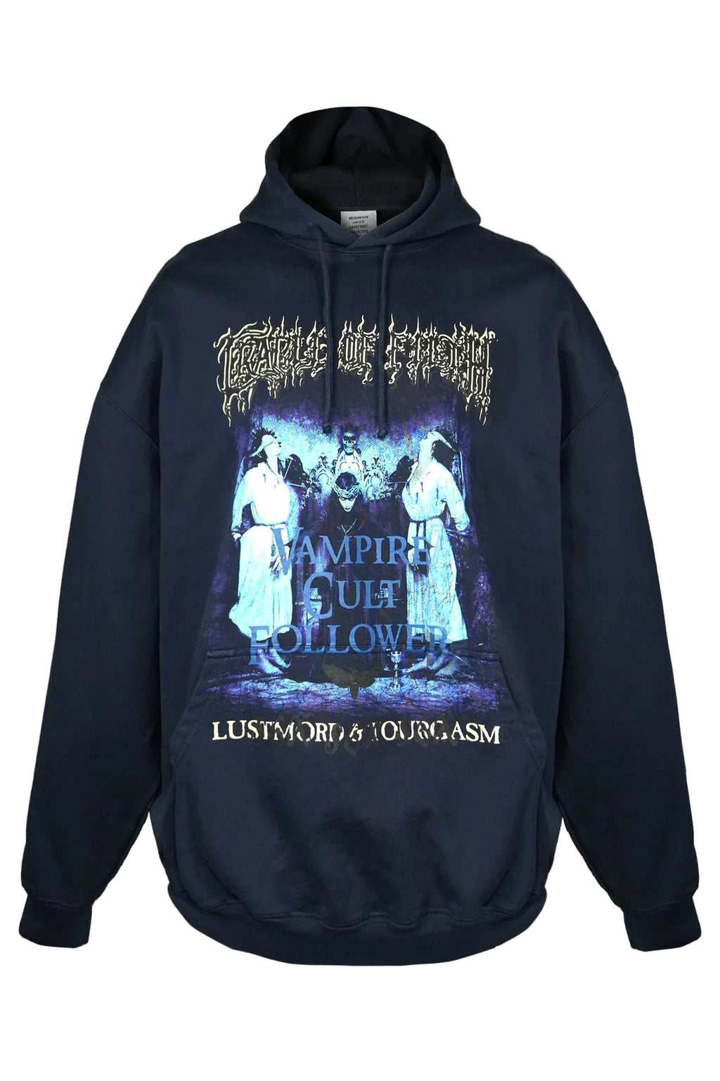 VETEMENTS Navy Cradle of Filth 'Vampire Cult' Oversized Hoodie