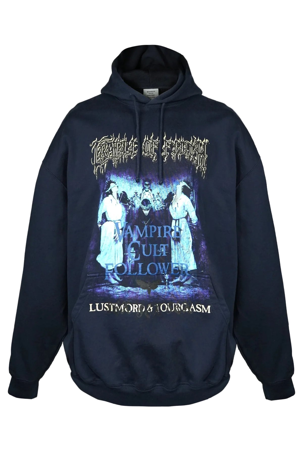 VETEMENTS Navy Cradle of Filth 'Vampire Cult' Oversized Hoodie