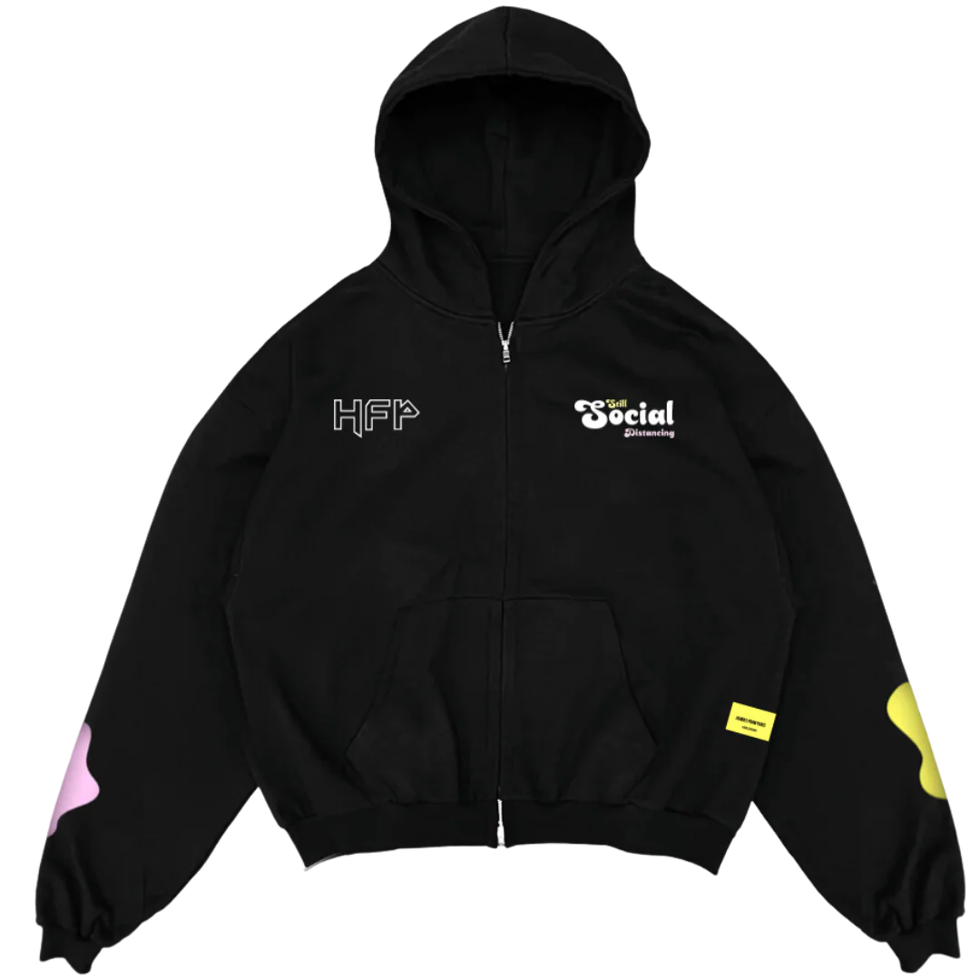 Homies From Paris Mens Still Social Distancing Soft Zip Up Hoodie