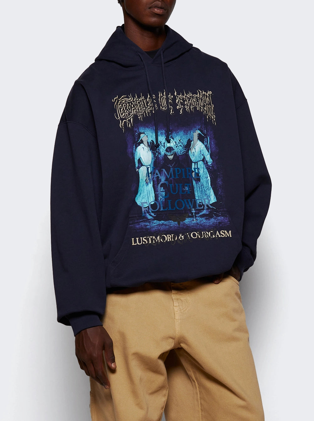 VETEMENTS Navy Cradle of Filth 'Vampire Cult' Oversized Hoodie