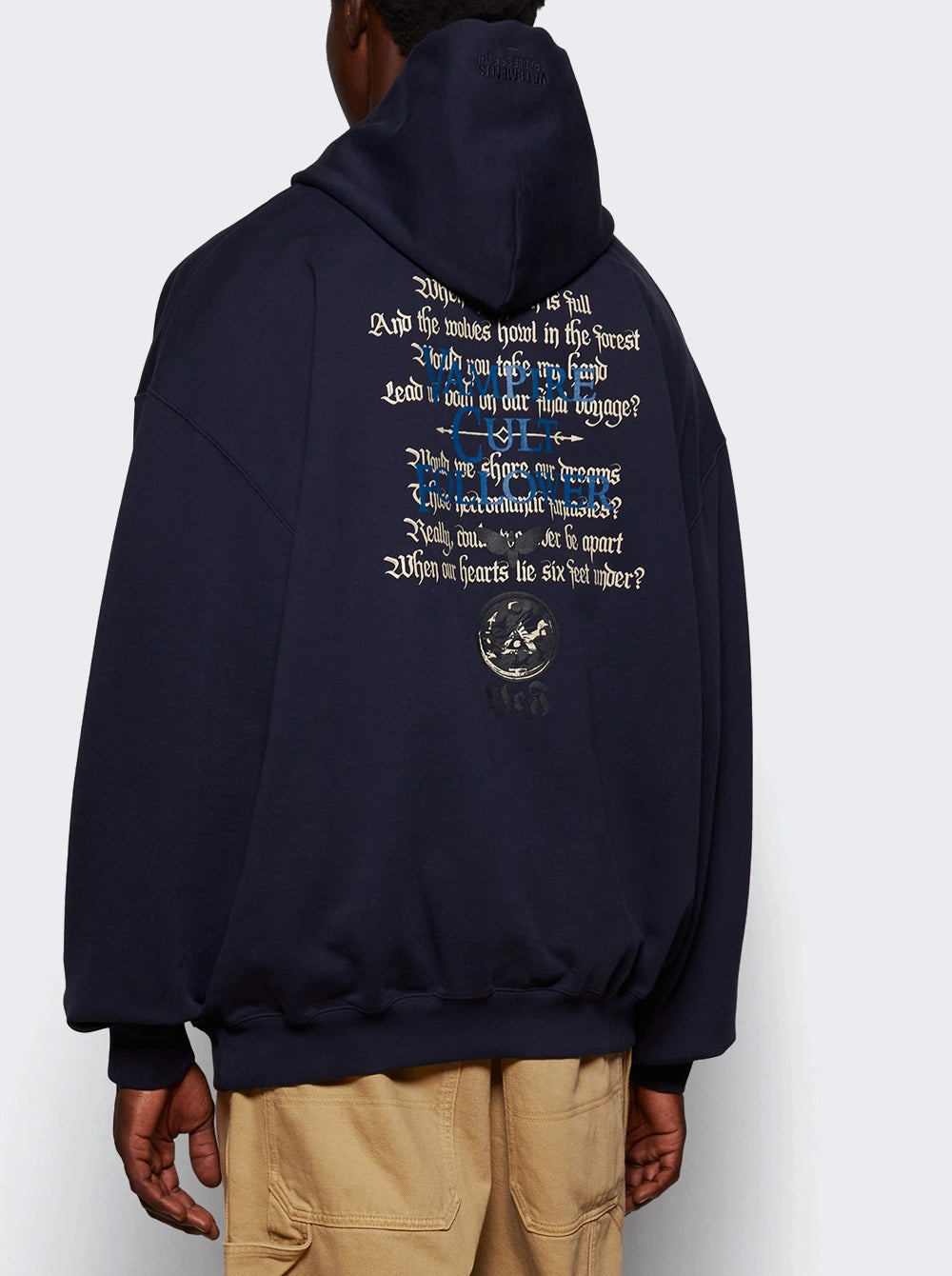 VETEMENTS Navy Cradle of Filth 'Vampire Cult' Oversized Hoodie